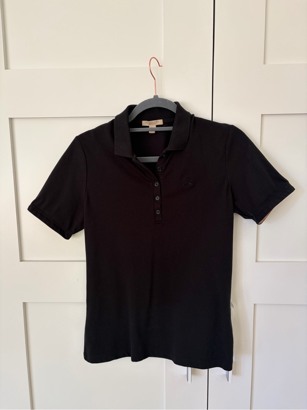 Burberry Black Short-Sleeve Button-Down Polo
